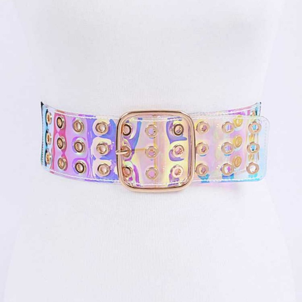 Plus Size Rivet Cleared Stretch Belt - AB/Gold